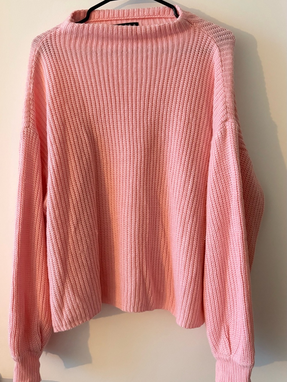 Pink Chunky Ribbed Knit Sweater One Size